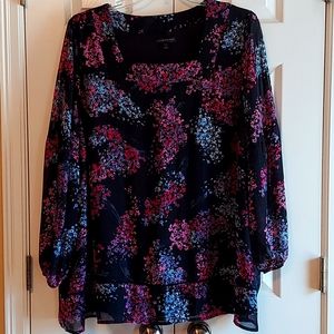 Long sleeve blouse with square neck. Lane Bryant.